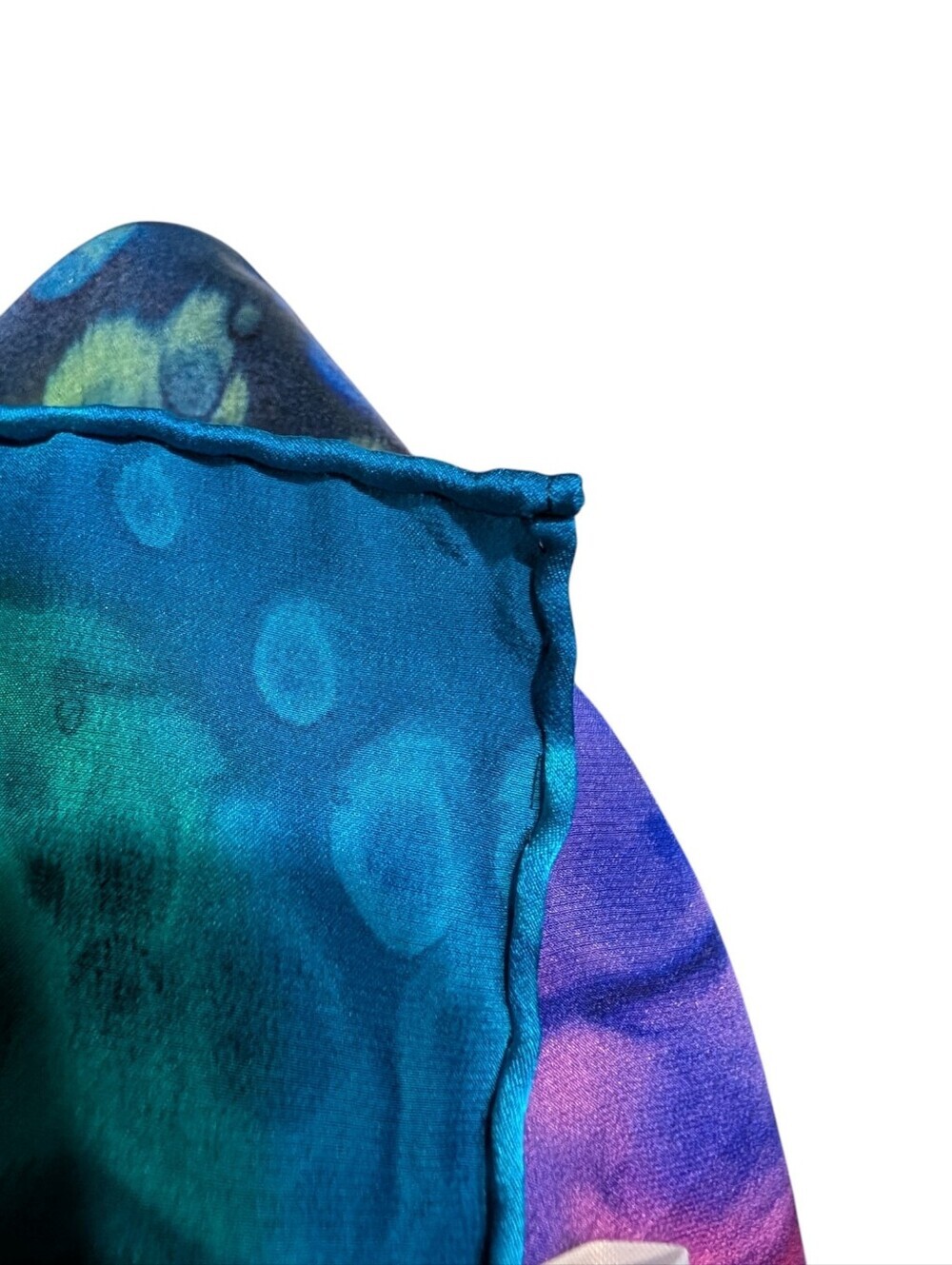 Abstract Multicolor Pure Silk Scarf Wearable Art Blue Pink Green Square Scarf - Picture 4 of 8